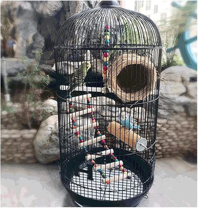 Elegant Birdcage Round Birdcages Simple Retro Bird Carriers Dome Wrought Iron Bird Cage Creative Bird House Carrier for Outdoor Yard Garden Exquisite Beautiful