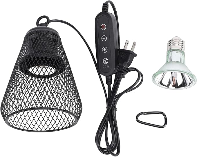 Reptile Heater Lamp Anti Scald Mesh Cage Lampshade Cover for Turtles Chicks Lizard Snake (US Plug)