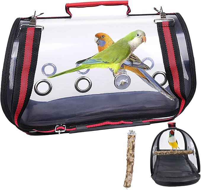 Bird Carrier Travel Cage, Small Bird Carrier, Portable Transparent Carrier Cage Pet Hamster Breathable Out Bag Suitcase for Parakeet, Parrot, Cockatiel, Guinea Pig for Hiking (Size : Large)