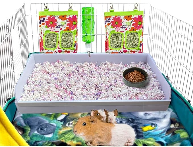 Guinea Pig Litter Box for All C&C and Midwest Cages,Guinea Pig Bedding Litter Box,Guinea Pig Kitchen Area Keep The Guinea Pig Cage Clean and Tidy. (Black, Midwest)