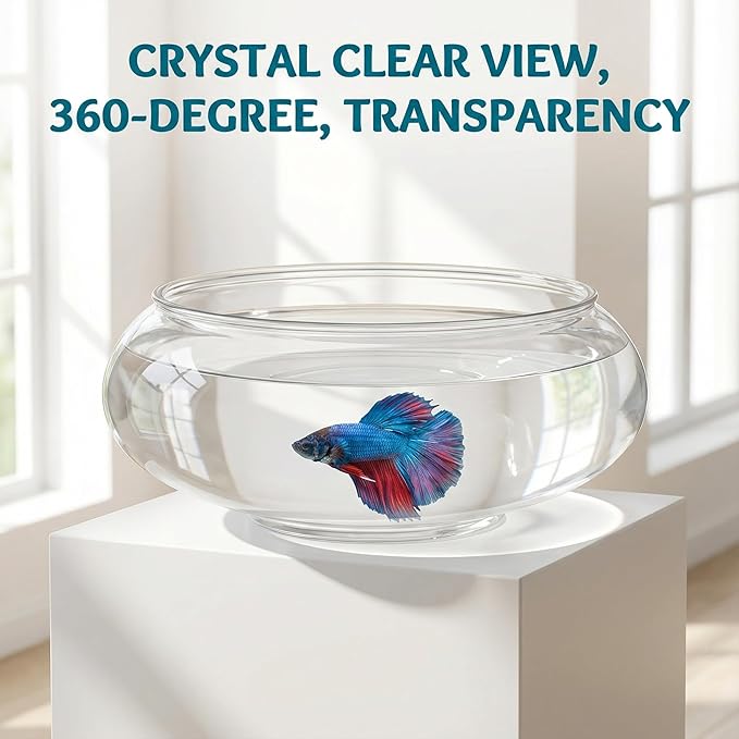 Transparent Desktop Aquarium Tank 9.52X9.52X3.93In Small Clear Fish Bowl for Betta Fish Aquatic Plants Home Office Decorative Landscape Tank