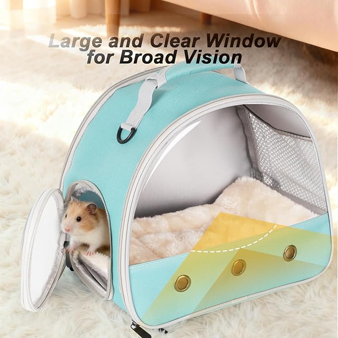 2-Pack Guinea Pig Carrier and Burrowing Bed, Portable Small Animal Cage with Clear Window, Plush and Fluffy Hideaway Pet Bed for Piggies, Hamster