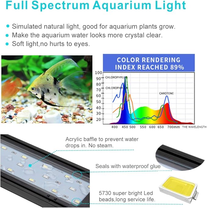 hygger 14W Full Spectrum Aquarium Light,for Freshwater Fish Tank (18-24 inch),Quiet Magnetic Aquarium Wave Maker, 2600GPH with Digital Led Display Controller,for Fish Tank 26-55 Gallon