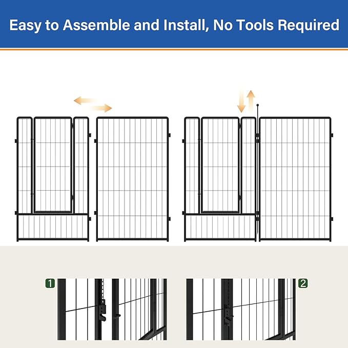 Dog Playpen 42 inch 12 Panels for Indoor & Outdoor Use – Heavy-Duty Metal Pet Fence with Ground Stakes, Rounded Ball Tops for Safety, Stable & Foldable Design, Easy to Assemble