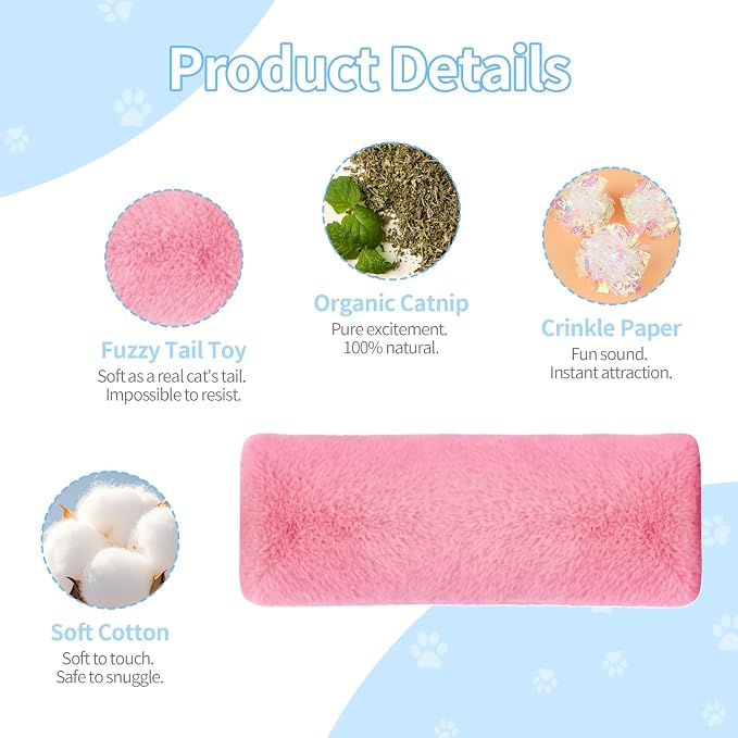 WOUSEDO Catnip Plush Pillows Toys 3 Pack, Crinkle Sound and Catnip Inside - Image 3