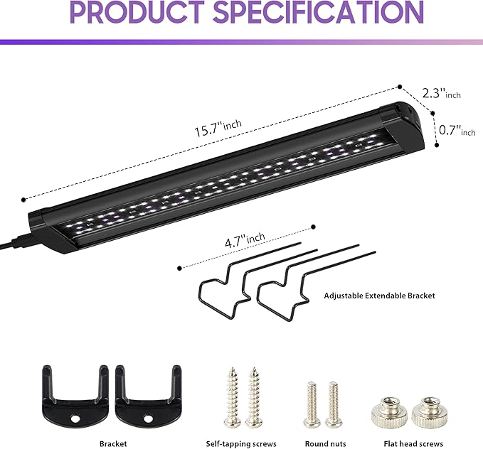 12W LED UVB Light for Reptiles, Full Spectrum Lighting with Dimming Controller, UVB Light Bar for Bearded Dragons, Snakes, Turtles, Gecko