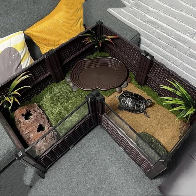 Elevated Turtle Habitat Box, Black Woven Design, Optional Increase in Combination Quantity, Turtle Habitat, Ecological breeding Box, Panoramic Landscaping Box