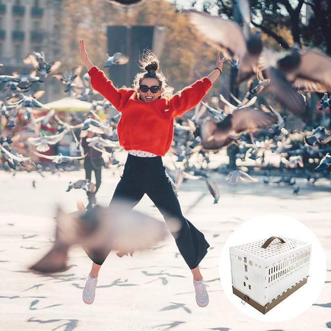Foldable Bird Cage ABS Material, Stable Travel Design, Secure Closure for Parakeets & Parrots, Bird Transport Carrier