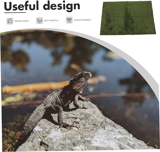 Abaodam Reptile Carpet Mat Imitation Grass Liner for Terrarium Moisture Retaining Bedding for Tortoises and Amphibians Easy to Clean