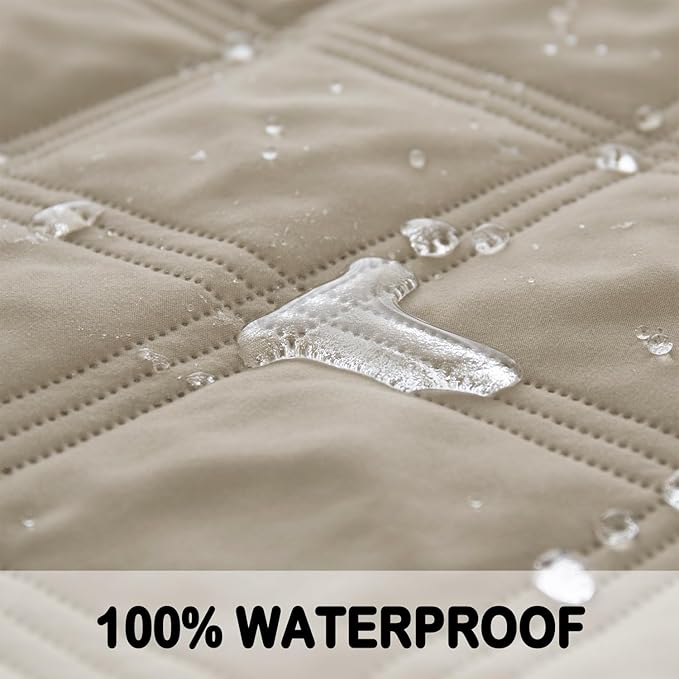 fuguitex Waterproof Dog Blanket Reversible for Small Dogs Resistant Leakproof Washable Couch Cushion Bed Protector Cover for Indoor Furniture Pet Friendly（82"*82",Brown+Khaki+Khaki