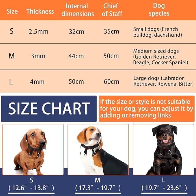 Dog Training Collar, Stainless Steel with Soft Rubber Cap, Adjustable with Quick Release Buckle (L)