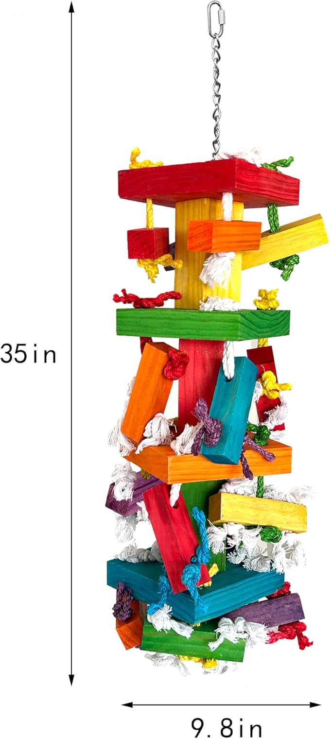 LUCKITTY 35" Extra Large Parrot Toys - Chewable Foraging Toys for Macaws, African Grey, Amazon Parrots - Durable Bird Cage Accessories Gift