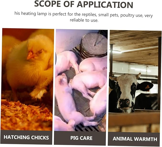Kisangel Livestock Heat Lamp for Pigs and Poultry Heating Lamp for Safe and Heat Preservation Easy Install and Design for Reptiles and Pets