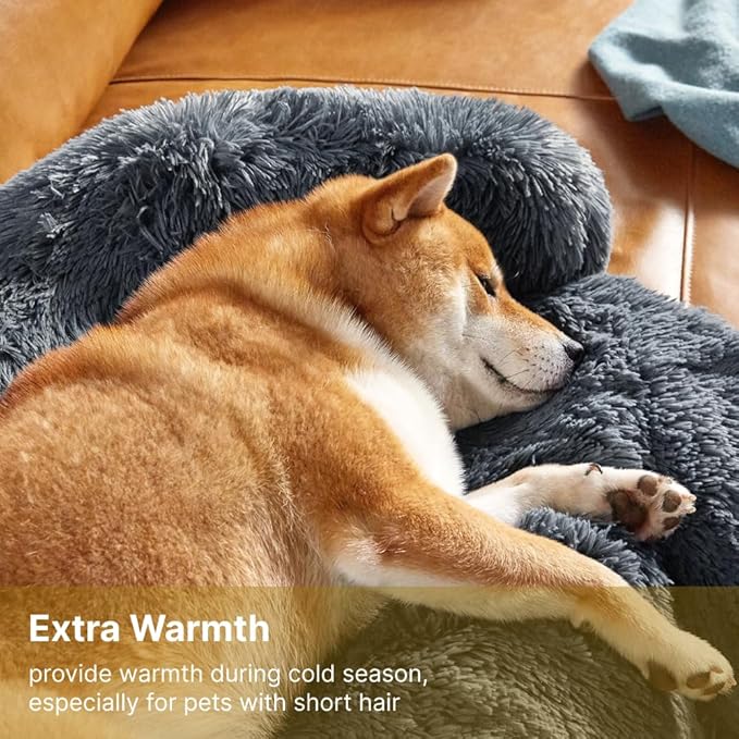 Codi Large Calming Dog Bed for Couch – Anti-Anxiety Sofa Protector Mat for XL Dogs, 45''x37''x6'', Machine Washable, Fluffy & Cozy with Non-Slip Bottom, Dark Grey