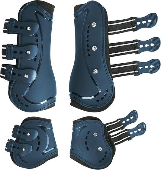 Horse Tendon Boots, Fetlock Boots & Open Front Boots for Jumping, Set of 4, Horse Protection Leg Guard
