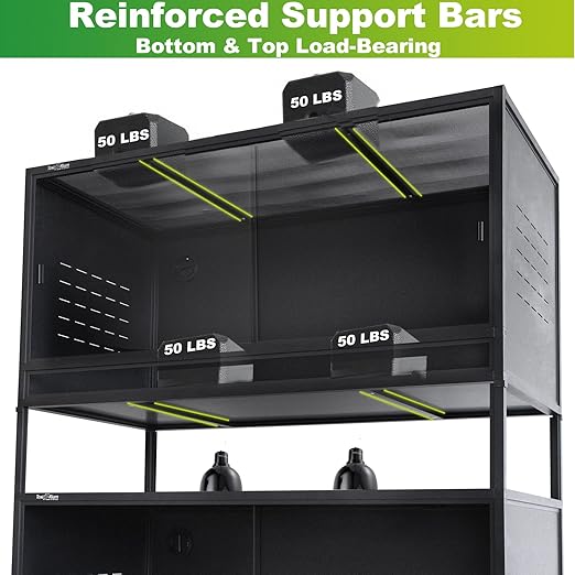 Extra Large PVC Reptile Enclosure 3 Tier 48"x24"x24"with Spacers, 120 Gallon Reptile Terrarium Habitat, Space Saving Stackable Reptile Tank for Bearded Dragon Gecko Snake Lizard, Sliding Doors Lock