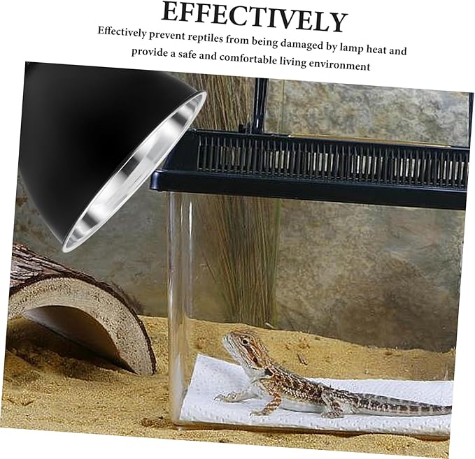 Cabilock 1pc Scald Reptile Heat Lamp Reflector Shade Cover for Terrariums Easy Installation Safe Design for Bearded Dragons Lizards and Snakes
