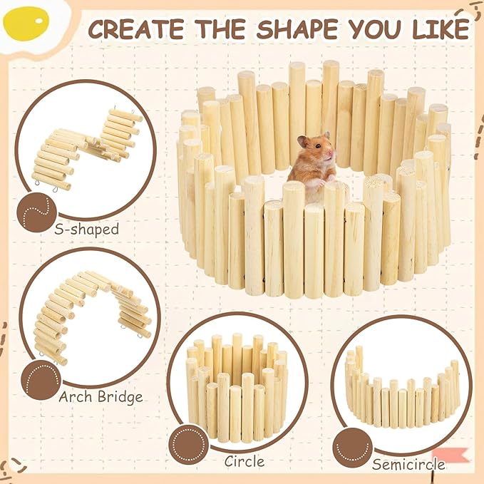 Qunclay 5 Pcs Hamster Platform Wooden Ladder Play Hidden House Game Climbing Toy with Hamster Bath Container Decor Cage Accessories for Dwarf Syrian Mice Degus Gerbils Squirrel and Small Animals