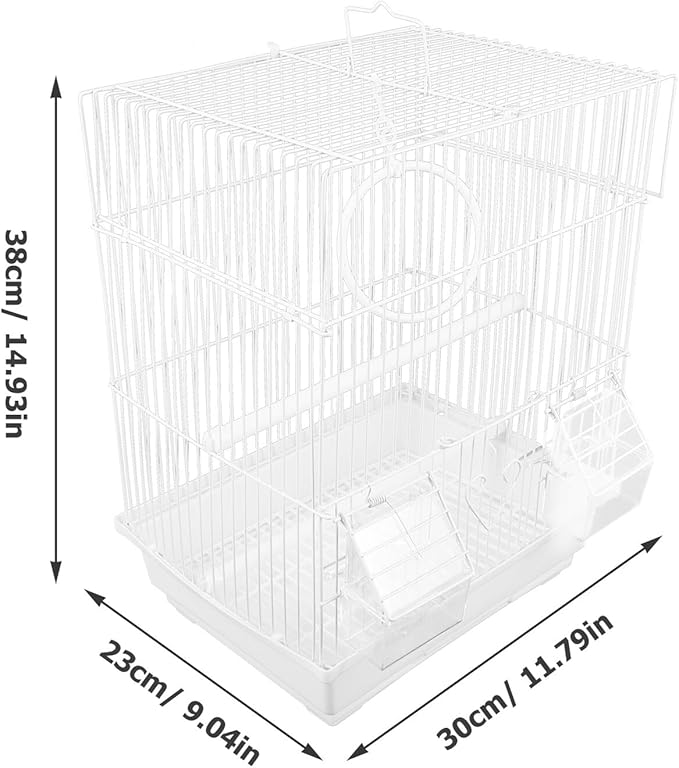 NUOBESTY Portable Metal Bird Cage for Pet Birds Secure and Comfortable Iron Parrot Carrier Cage for Home Use White Iron Craftsmanship