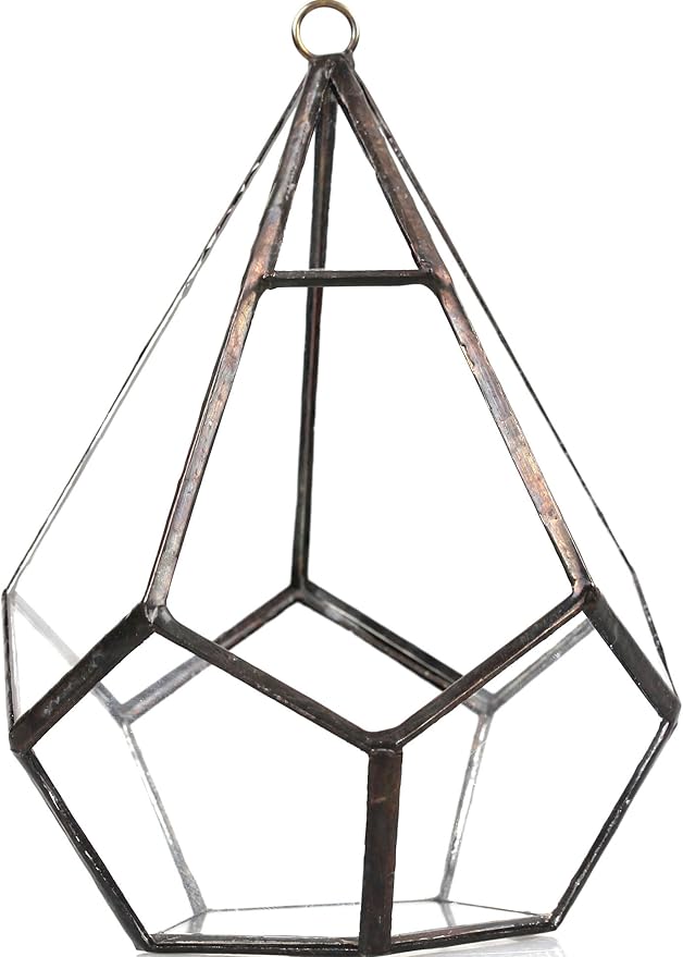 NCYP Mini Wall Hanging Glass Terrarium, 4.5 x 4.5 x 5.3 inches Diamond Shape Geometric Terrarium for Succulent Plant, Desktop Decor, Mini Centerpiece, Modern (Plants Not Included)
