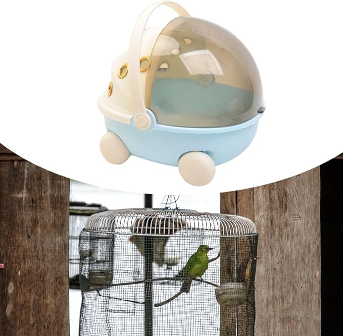 Heated Bird Carrier Bag Winter Warm Bird Nest Sturdy Small Animal Carry Cage for Finch Parrots Hiking Traveling- Blue
