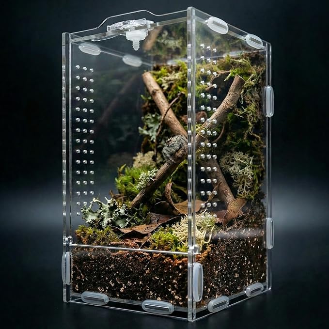 Jumping Spider Enclosure, Reptile Terrarium, Tarantula Habitat,Acrylic Lizard Box, Mantis Bug Cage ﻿