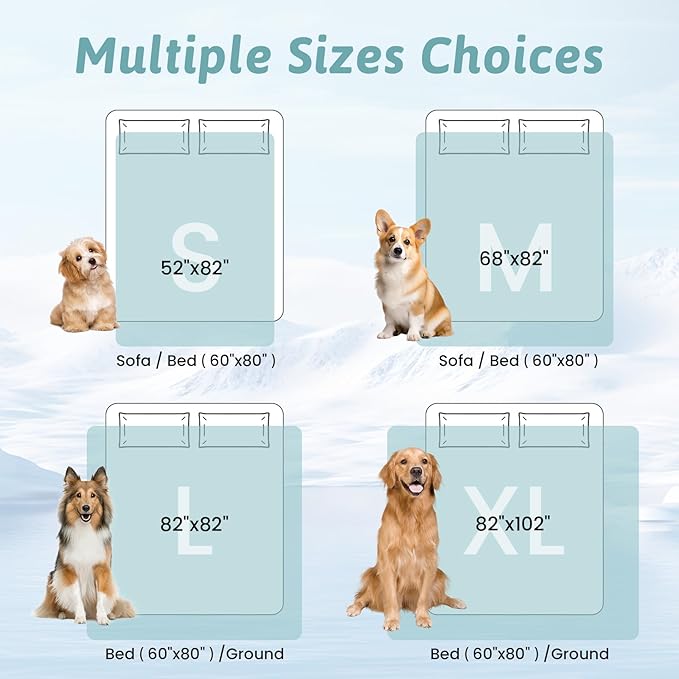 COZY KISS Dog Cooling Mat 82"x82" Q-Max>0.4, Waterproof Cooling Dog Bed Cover, Leakproof Pet Pad with Non-Slip Bottom, Washable Cooling Blanket for Large & Multiple Dogs (Gray)