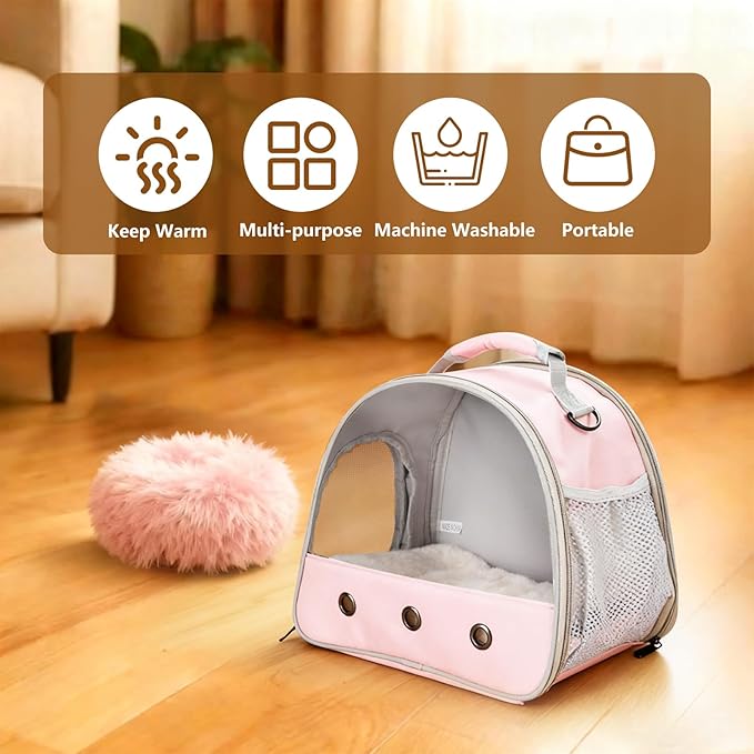 2-Pack Guinea Pig Carrier and Burrowing Bed, Portable Small Animal Cage with Clear Window, Plush and Fluffy Hideaway Pet Bed for Piggies, Hamster