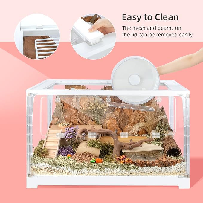 Niteangel Stacker Series Hamster Cage - Stackable & Large Glass Enclosure for Hamster Gerbils Mice Lemming Degus or Other Small-Sized Pets