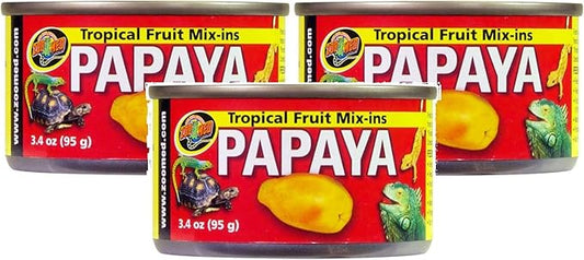 Zoo Med 3 Pack of Tropical Fruit Mix-ins Papaya Reptile Food, 3.4-Ounces Each