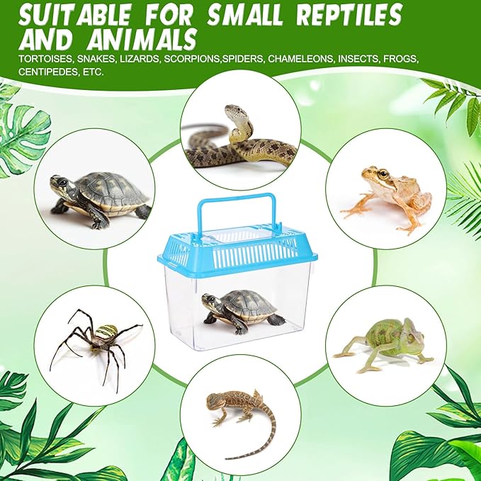 LemonRoad 25 Pcs Plastic Reptile Terrariums Carrier Cage Enclosure Snake Breeding Box Hatching Container Fish Tank with Ventilated Lid for Tarantula Spider Turtle Hermit Crab Lizard (5.9x4.3x3.7 Inch)