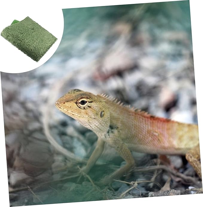 2pcs Reptile Carpet Substrate Liner Natural Simulation Moss Terrarium Mat for Turtles Snakes Lizards Comfortable Habitat Cushion for Reptiles Easy to Clean
