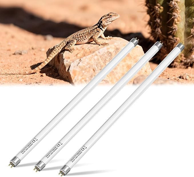 Lustaled T5 10.0 UVB Reptile Light Bulb 24W, 22 Inch T5 HO UVB Light for Bearded Dragon, 3-Pack Desert Reptiles D3 UVA UVB Lamp Tube Bar for Lizard, Snake, Gecko, Tortoise, Chameleon, Terrarium