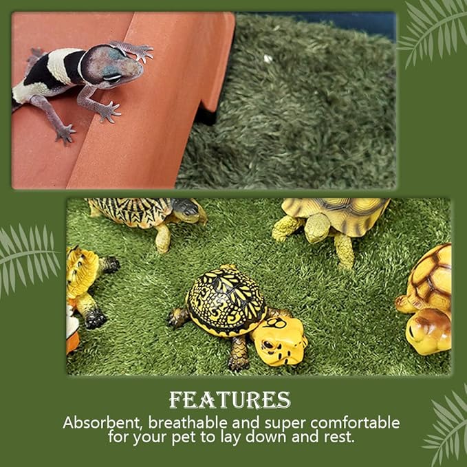 ibasenice Artificial Grass Reptile Mat 45x30cm Moss Carpet Substrate for Tortoise Bearded Dragon and Amphibians Terrarium Bedding Moisture Retention Pet Supply