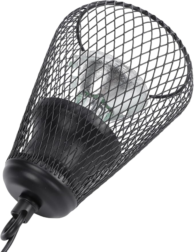 Reptile Heater Lamp Anti Scald Mesh Cage Lampshade Cover for Turtles Chicks Lizard Snake (US Plug)