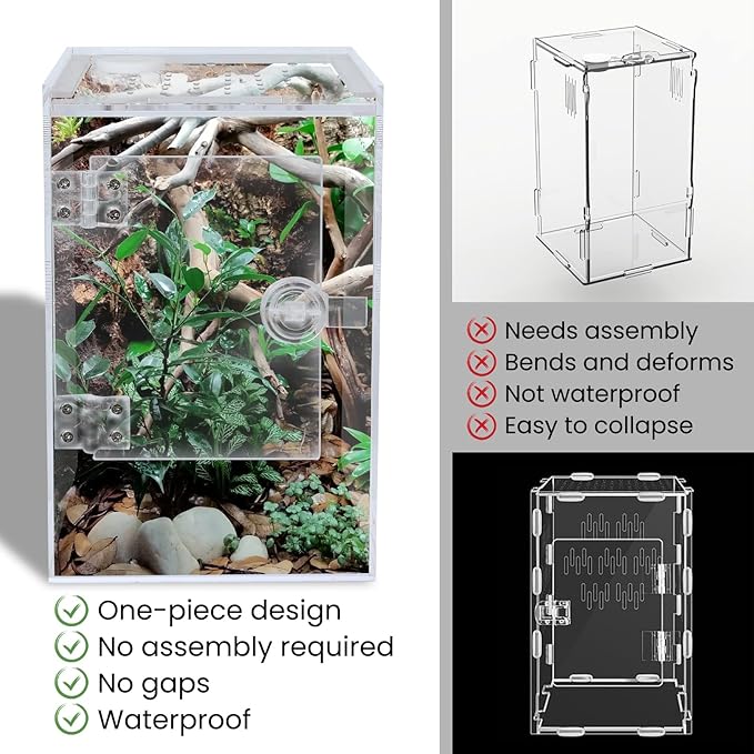 Tall Arboreal Tarantula Enclosure【𝐍𝐨 𝐀𝐬𝐬𝐞𝐦𝐛𝐥𝐲 𝐑𝐞𝐪𝐮𝐢𝐫𝐞𝐝】, Jumping Spider Enclosure, Front Above Opening, Cross Ventilation, Acrylic Arboreal Reptile Enclosure,Praying Mantis Enclosure
