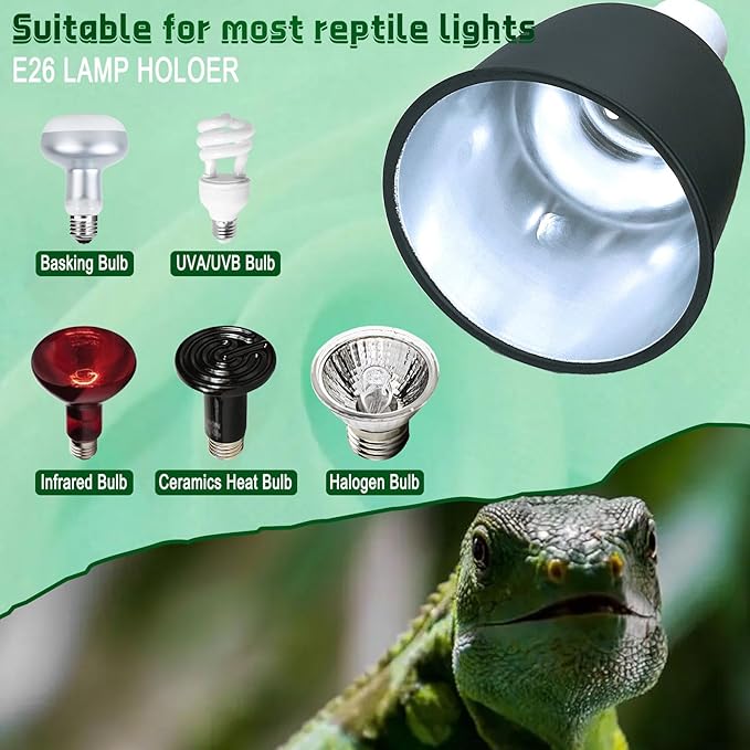 BNOSDM Reptile Light Fixture,5.5 Inch Deep Dome Reptiles Heat Lamp Fixture for UVB UVA Bulb,Heat Basking Bulb,Optical Reflection Heat Lamp Fixtures for Reptile Amphibian Tank Terrariums