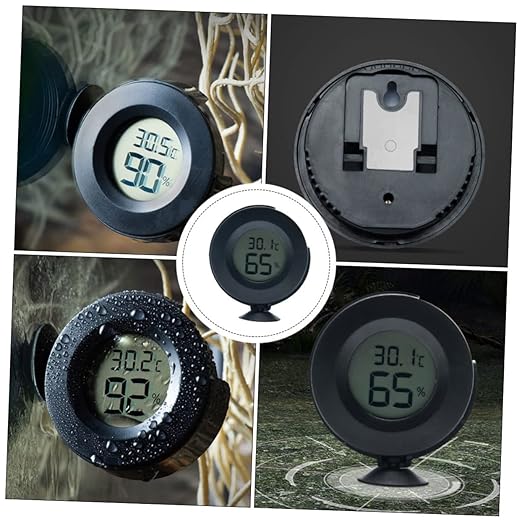 Totority 1pc Digital Hygrometer Thermometer LCD Display for Reptile Box Humidity for Snakes Lizards and Turtles Front Switchable Multi-Directional Viewing