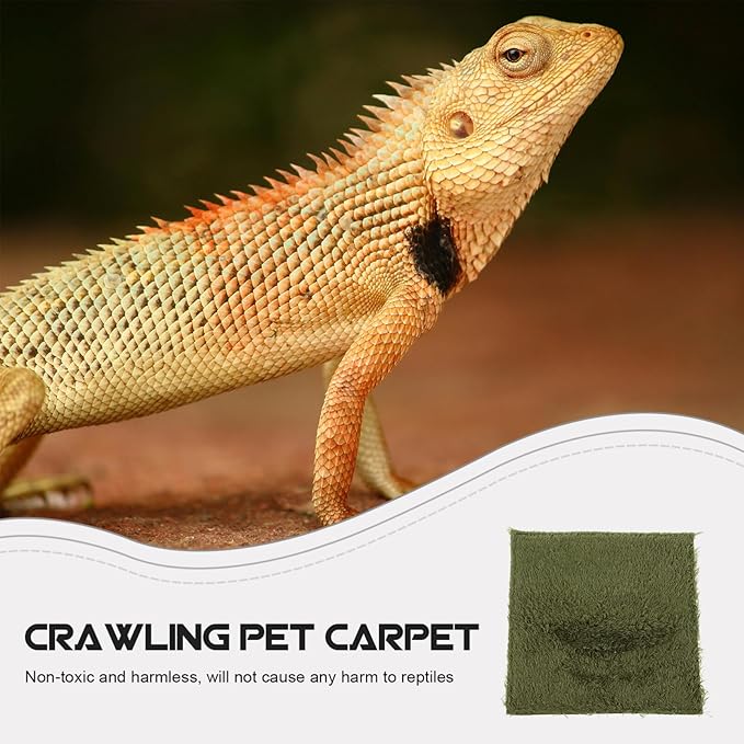 POPETPOP Reptile Carpet Liner Mat for Terrarium Bedding Moisture Retaining Faux Grass Substrate for Snakes Lizards Tortoises and