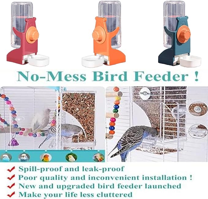 Clear View Bird Feeder and Water Dispenser Set with Detachable Trays for Finches, Parrots ABS Construction 2PC Large Capacity Treat Dispenser