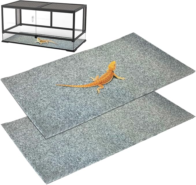 Tfwadmx Reptile Carpet, 2 Pack of Bearded Dragon Mat Terrarium Bedding Substrate Liner Reptile Mat for Snake Turtle Lizard Geckos Hermit Crabs (39'' X 20'')