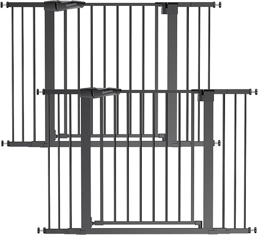 Babelio Baby Gate for Doorways and Stairs, 29-48" Auto Close Dog Gate PressGuard P7, Easy-Install Pressure Mounted Satey Door, No Drilling Safety Gate for Child and Pets, 2 Pack, Black