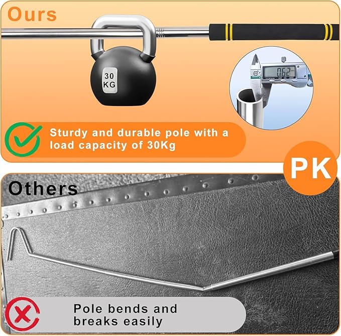 Snake Hooks, Stainless Steel Snake Hook Extendable Handled Desigh for Removling Large or Small Snakes and Reptiles Rattlesnakes Python Copperhead Stainless Steel Handle 35"-65"
