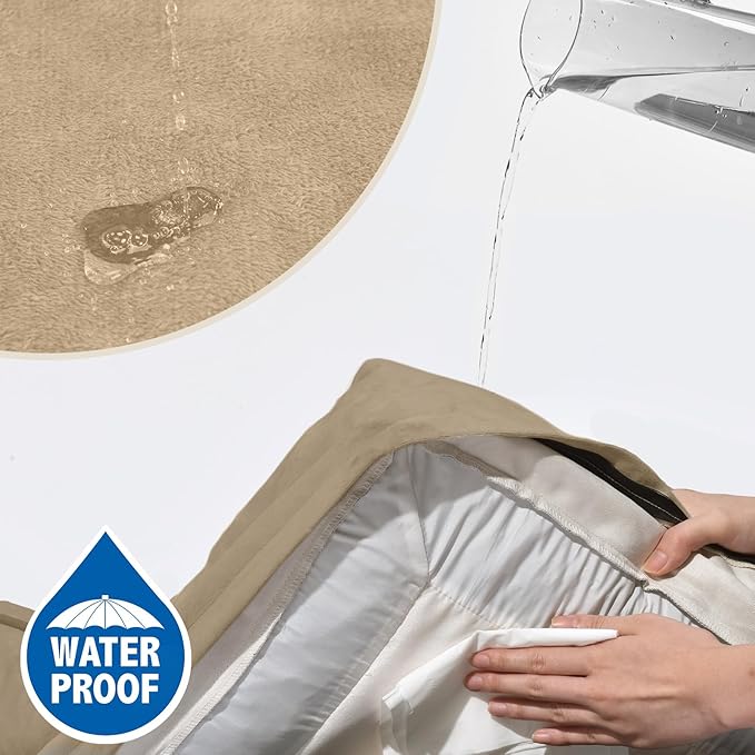 Comfort Expression Orthopedic Dog Bed for Small Dogs 24x16 Inch, Waterproof Supportive Egg Crate Foam Small Pet Bed with Removable Bolster, Dog Couch with Washable Cover & Non-Slip Bottom, Light Brown