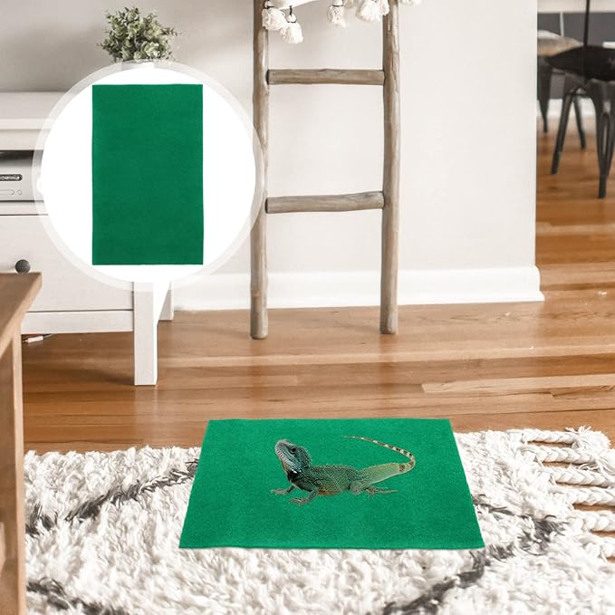 ibasenice Green Decor Reptile Carpet: Terrarium Bedding Substrate Liner Reptile Cage Mat Supplies for Bearded Dragon Lizard Tortoise Leopard Gecko Snake, 2 pcs Green Rugs