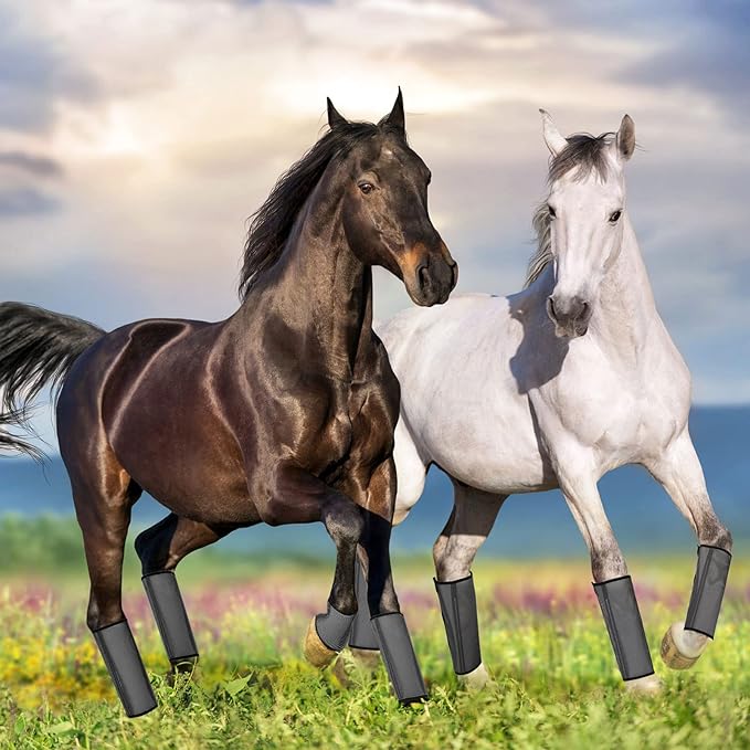 Jexine Set of 8 Mesh Fly Boots for Horse Loose Fitting Non Slip Breathable Horse Fly Leggings Protective Reduces Stress Leg Fatigue Wraps for Preventing Flies Mosquitoes Bite