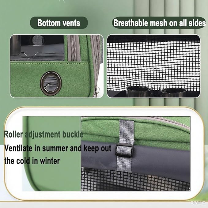 Portable Transparent Bird Backpack - Travel Cage for Small Birds with Crossbody Handle, Tray and Feeding Bowl, Roller Shutter Design(Black)