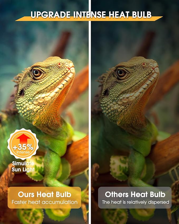 EvaStary Reptile Heat Bulb, 100W Simulated Natural Daylight Reptile Basking Spot Light Bulbs, UVA Reptile Heat Lamp Bulbs for Reptiles, Bearded Dragon, Lizard, Amphibian, Turtle, Snake, Chicken, 2Pack