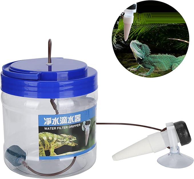 Reptile Dripper Kit with Filtered Drip Head, Easy Control Dripping for Geckos, Lizards. 1300ML Bottle for Quick or Slow Dripping, Humidification Mat or Soil
