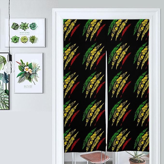 Lion Rasta Reggae Jamaica Roots Light Blocking Door Curtain, Suitable for Bedroom Entrance